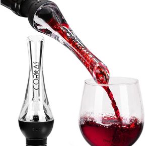 CORKAS Wine Aerator Professional Quality Wine Aerator Pourer, 2-in-1 Wine Pourer Aerator and Decanter Spout for Aerating Wine Instantly, Wine Accessories Gift for Wine Lovers, No-Drip or Spill