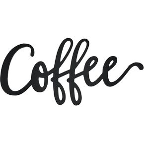 20" Slightly Distressed Black Wooden Coffee Word Sign Wall Art Decor