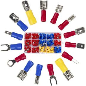 Eagles 280pcs Wire Terminal Crimp connectors,Small Wire Crimp Electrical connectors Insulated Spade Set,Color Red Yellow Blue, 16 Types 22-10 AWG US and EU Standard Copper PVC Tinplate