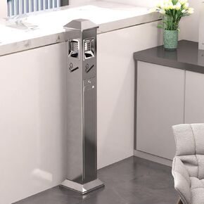 47" Stainless Steel Trash Can Outdoor Garbage Bin with Removable Inner Bucket and Handle for Patio, Office, Park, Backyard, Garage