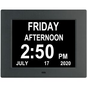 8 Alarms Digital Clock, Extra Large Display Wall Digital Day Calendar Clock with Non-Abbreviated Day & Month Alarm Clocks for Seniors Impaired Vision Dementia Elderly Alzheimer