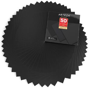 ARTEZA Self Adhesive Vinyl Sheets, 12 x 12 Inches, Pack of 50, Matte Black, Waterproof and Easy to Weed and Cut, SAV for DIY Projects