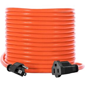 KMC 75ft Outdoor Extension Cord, 75-Foot 16/3 Weatherproof Indoor/Outdoor Extension Cable, Flexible SJTW 16-Gauge 100% Copper Wire, Durable Vinyl Jacket, UL/ETL Certified, 10A 1250W, Orange