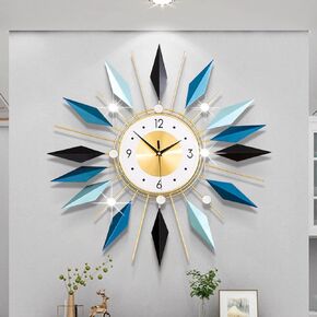 Large Metal Decorative Wall Clocks Silent Non-Ticking,3D Modern Art Clock Home Decorative Big Wall Clocks for Living Room Bedroom Dining Room Decor,Dia 23.6 inch