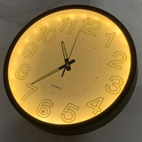 12 Inch Night Light Wall Clock, Glow in The Dark, Silent, Battery Operated, Large Digital Display, for Bedroom/Living Room/Kitchen