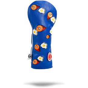 Pins & Aces Golf Co. Ham & Eggs Driver Wood Head Cover - Premium, Hand-Made Leather 1W Headcover - Funny, Tour Quality Golf Club Cover - Style and Customize Your Golf Bag