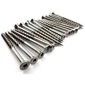 #6 x 2" Stainless Steel Screws 20 Pack Square Drive Wood Cutting Self Tapping Type 17 Point 305 Grade Corrosion Resistant Quantum Forge Fasteners