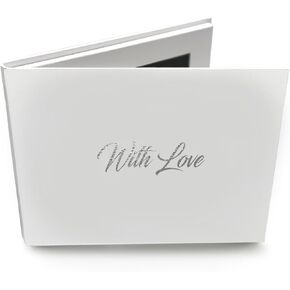 7" IPS HD Video Memory Book - 'With Love' Silver Foiled on Cover - A5 Hard Backed Digital Photo Video Frame Brochure - Upload Your Video & Images to 4GB/4 Hours Video