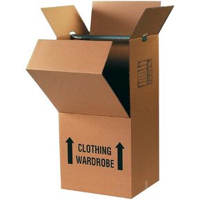 BOX USA Wardrobe Moving Boxes with Bar 20" x 20" x 45" (3-Pack) Large Corrugated Cardboard Boxes With Bar for Hangers - Shipping, Packing, Moving, and Storage Box for Home or Office