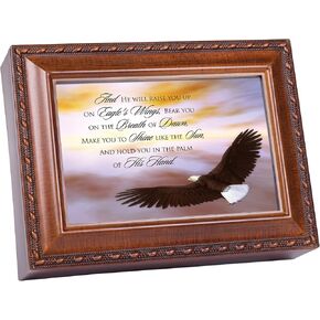 Cottage Garden Eagle's Wings Woodgrain Rope Trim Music Box Plays On Eagle's Wings