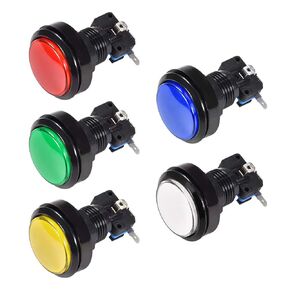 uxcell Game Push Button 46mm Round 12V LED Illuminated Push Button Switch with Micro Switch for Arcade Video Games 5 Colors 5pcs