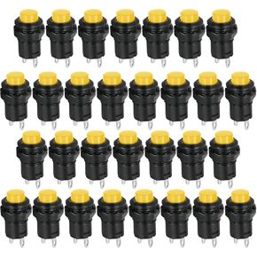 30 قطعة 12 مللي متر الأصفر لحظة صغيرة مفتاح بـزر دفع زر مستدير التبديل الذاتي قفل الإغلاق التبديل التيار المتناوب 250 فولت/1.5A 125 فولت/3A in Kuwait