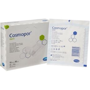 Cosmopor Adhesive Dressing 4 X 4 Inch NonWoven Square White Sterile, 900820 - Pack of 25