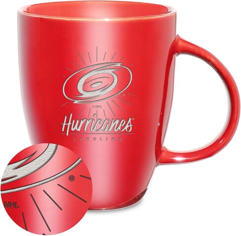 Rico Industires NHL Hockey Carolina Hurricanes Sunburst 18oz Laser Engraved Ceramic Lustre Mug in Saudi Arabia