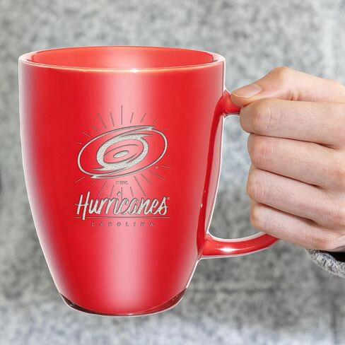Rico Industires NHL Hockey Carolina Hurricanes Sunburst 18oz Laser Engraved Ceramic Lustre Mug in Saudi Arabia
