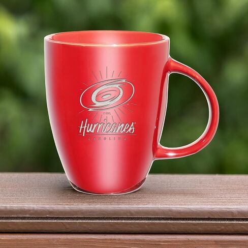 Rico Industires NHL Hockey Carolina Hurricanes Sunburst 18oz Laser Engraved Ceramic Lustre Mug in Saudi Arabia