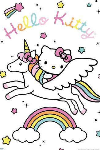Trends International Hello Kitty - Unicorn Wall Poster, 14.725" x 22.375", Barnwood Framed Version in Saudi Arabia