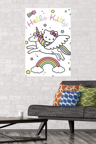 Trends International Hello Kitty - Unicorn Wall Poster, 14.725" x 22.375", Barnwood Framed Version in Saudi Arabia
