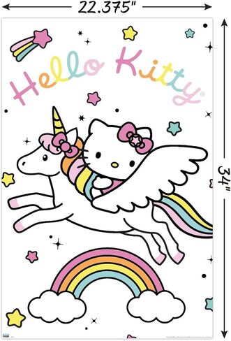 Trends International Hello Kitty - Unicorn Wall Poster, 14.725" x 22.375", Barnwood Framed Version in Saudi Arabia