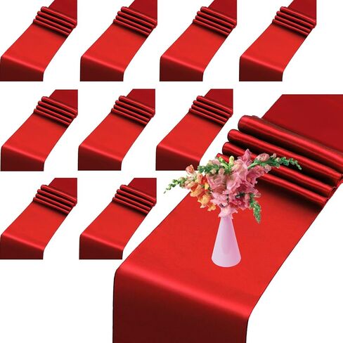 مجموعة من 10 مفارش طاولة من الساتان الذهبي مقاس 12 × 108 بوصة لمآدب الزفاف، وديكورات حفلات أعياد الميلاد، وأوشحة كرسي من الساتان، والتخرج، وحفلات استقبال المولود الجديد/الزفاف in Kuwait