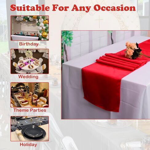 مجموعة من 10 مفارش طاولة من الساتان الذهبي مقاس 12 × 108 بوصة لمآدب الزفاف، وديكورات حفلات أعياد الميلاد، وأوشحة كرسي من الساتان، والتخرج، وحفلات استقبال المولود الجديد/الزفاف in Kuwait