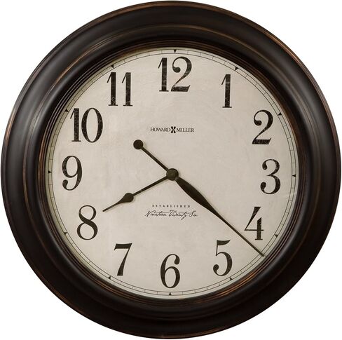 Howard Miller Coldwater Wall Clock II 549-472 – Aged Black Molded Frame with Bronze Highlights, Distressed Antique White Dial, Rustic Home Décor, Quartz Movement in Saudi Arabia