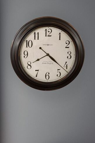 Howard Miller Coldwater Wall Clock II 549-472 – Aged Black Molded Frame with Bronze Highlights, Distressed Antique White Dial, Rustic Home Décor, Quartz Movement in Saudi Arabia