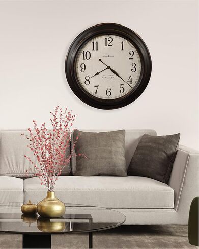 Howard Miller Coldwater Wall Clock II 549-472 – Aged Black Molded Frame with Bronze Highlights, Distressed Antique White Dial, Rustic Home Décor, Quartz Movement in Saudi Arabia