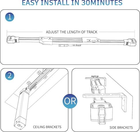 نظام ستائر ذكي، مسار ألومنيوم مقاس 88 بوصة إلى 158 بوصة ومحرك ستارة كهربائي صامت للغاية مع جهاز تحكم عن بعد، متوافق مع Alexa Google Assistant وTuya in Kuwait