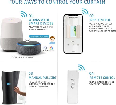 نظام ستائر ذكي، مسار ألومنيوم مقاس 88 بوصة إلى 158 بوصة ومحرك ستارة كهربائي صامت للغاية مع جهاز تحكم عن بعد، متوافق مع Alexa Google Assistant وTuya in Kuwait
