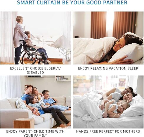 نظام ستائر ذكي، مسار ألومنيوم مقاس 88 بوصة إلى 158 بوصة ومحرك ستارة كهربائي صامت للغاية مع جهاز تحكم عن بعد، متوافق مع Alexa Google Assistant وTuya in Kuwait