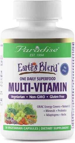 Paradise Herbs - Earth’s Blend® Superfood Multivitamin No Iron - Orac Energy Greens + Nature's C + Minerals + Probiotics + Adaptogens + Herbs | 30 Count in Saudi Arabia