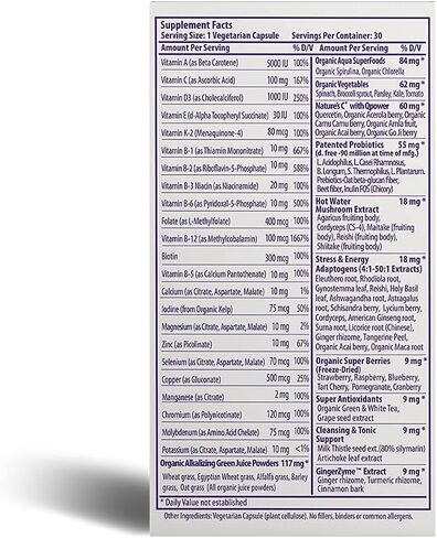 Paradise Herbs - Earth’s Blend® Superfood Multivitamin No Iron - Orac Energy Greens + Nature's C + Minerals + Probiotics + Adaptogens + Herbs | 30 Count in Saudi Arabia