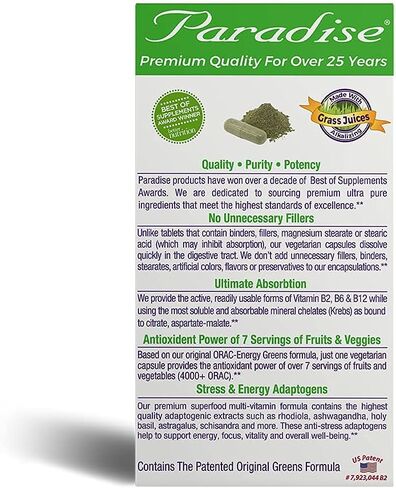 Paradise Herbs - Earth’s Blend® Superfood Multivitamin No Iron - Orac Energy Greens + Nature's C + Minerals + Probiotics + Adaptogens + Herbs | 30 Count in Saudi Arabia