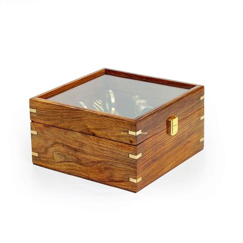 8.5" Large Brass Sextant with Glass Wooden Box - 9" - Nautical Navigation Collection | Pirate's Gift Decor Ideas | Marine Instruments in Saudi Arabia