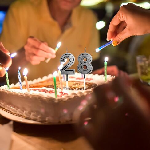 28th & 82nd Birthday Candles Number 28 82 Cake Topper Happy Birthday Decoration for Women Men Girls Boys Party Wedding Anniversary Celebration (Rose Gold) in Saudi Arabia
