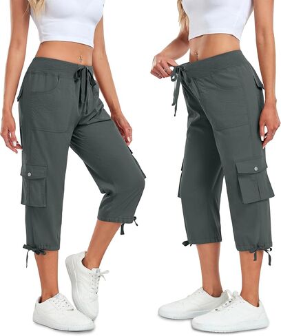 Women's Cargo Capris Pants Lightweight Quick Dry Hiking Pants Baggy Casual Outdoor Travel Cute Pants with 6 Pockets in Saudi Arabia