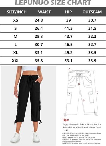Women's Cargo Capris Pants Lightweight Quick Dry Hiking Pants Baggy Casual Outdoor Travel Cute Pants with 6 Pockets in Saudi Arabia