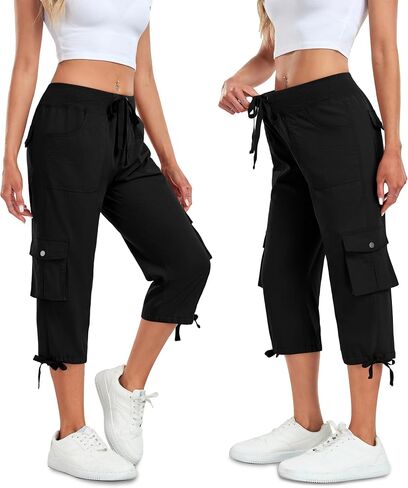 Women's Cargo Capris Pants Lightweight Quick Dry Hiking Pants Baggy Casual Outdoor Travel Cute Pants with 6 Pockets in Saudi Arabia