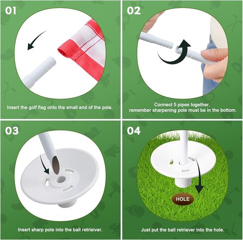 وضع الأعلام الخضراء، 3 عبوات من علم الجولف الأمريكي مع عمود قابل للفصل، عصا علم الجولف بطول 6 أقدام مع أعلام الجولف، مجموعة ثقب علم دبوس الجولف الأمريكي مع مسترد الكرة لممارسة الجولف في الفناء الخلفي in Kuwait