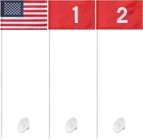 وضع الأعلام الخضراء، 3 عبوات من علم الجولف الأمريكي مع عمود قابل للفصل، عصا علم الجولف بطول 6 أقدام مع أعلام الجولف، مجموعة ثقب علم دبوس الجولف الأمريكي مع مسترد الكرة لممارسة الجولف في الفناء الخلفي in Kuwait