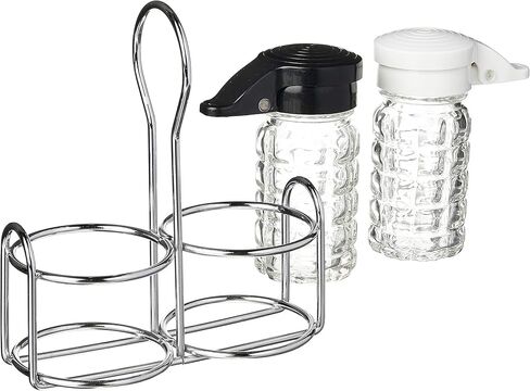 رجها مجانًا - 1.5 أونصة. هزازات ملح وفلفل زجاجية خالية من الرطوبة ومقاومة للرطوبة مع علبة معدنية من تمبلر هوم in Kuwait