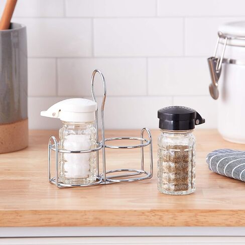 رجها مجانًا - 1.5 أونصة. هزازات ملح وفلفل زجاجية خالية من الرطوبة ومقاومة للرطوبة مع علبة معدنية من تمبلر هوم in Kuwait