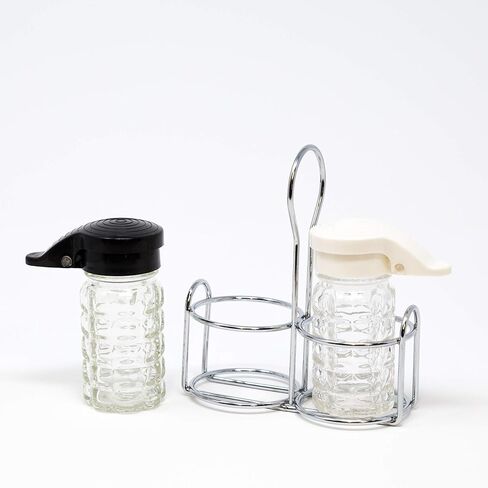 رجها مجانًا - 1.5 أونصة. هزازات ملح وفلفل زجاجية خالية من الرطوبة ومقاومة للرطوبة مع علبة معدنية من تمبلر هوم in Kuwait