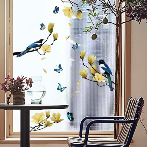 Ohmywor 36 Pieces Birds Window Stickers, Double Sided Window Clings Anti-Collision Window Bird Stickers Butterfly Spring Window Decals Pattern Adhesive Window Decals for Glass Windows Wall Door in Saudi Arabia