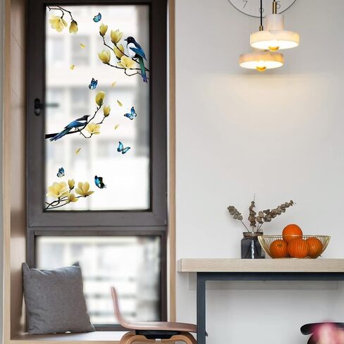 Ohmywor 36 Pieces Birds Window Stickers, Double Sided Window Clings Anti-Collision Window Bird Stickers Butterfly Spring Window Decals Pattern Adhesive Window Decals for Glass Windows Wall Door in Saudi Arabia