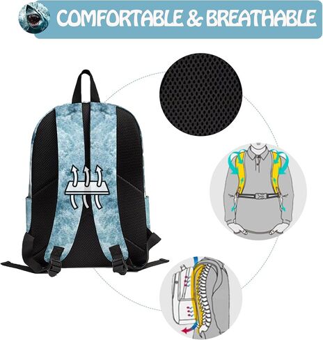 Shark 3PCS Backpack Set for Teens Elementary Middle High School, 17 Inch Lightweight Classic Backpack 3 in 1 Set for Girls Boys, Kids School Backpack with Lunch Box Pencil Case in Saudi Arabia