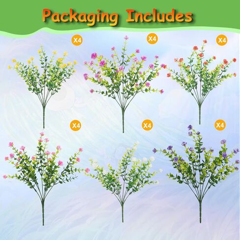 12 Bundles Artificial Flowers for Outdoors UV Resistant Fake Flowers Artificial Plants Faux Flowers for Outdoor Planters for Front Porch Pot Decor 6 Colors in Saudi Arabia