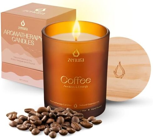 Aromatherapy Coffee Scented Candles Indoor, Natural Coconut Wax for Stress Relief, Reading Time, Yoga, Housewarming Gifts for Relaxing Mother's Day, Birthday, Men, Women, Pure Essential Oils 8.5 oz in Saudi Arabia