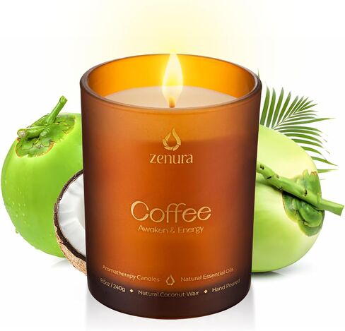 Aromatherapy Coffee Scented Candles Indoor, Natural Coconut Wax for Stress Relief, Reading Time, Yoga, Housewarming Gifts for Relaxing Mother's Day, Birthday, Men, Women, Pure Essential Oils 8.5 oz in Saudi Arabia